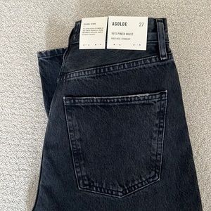 Agolde pinch waist jeans . Color black tea.